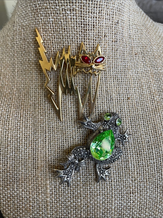 Jewelry - Jelly Belly frog & Cat Brooch set